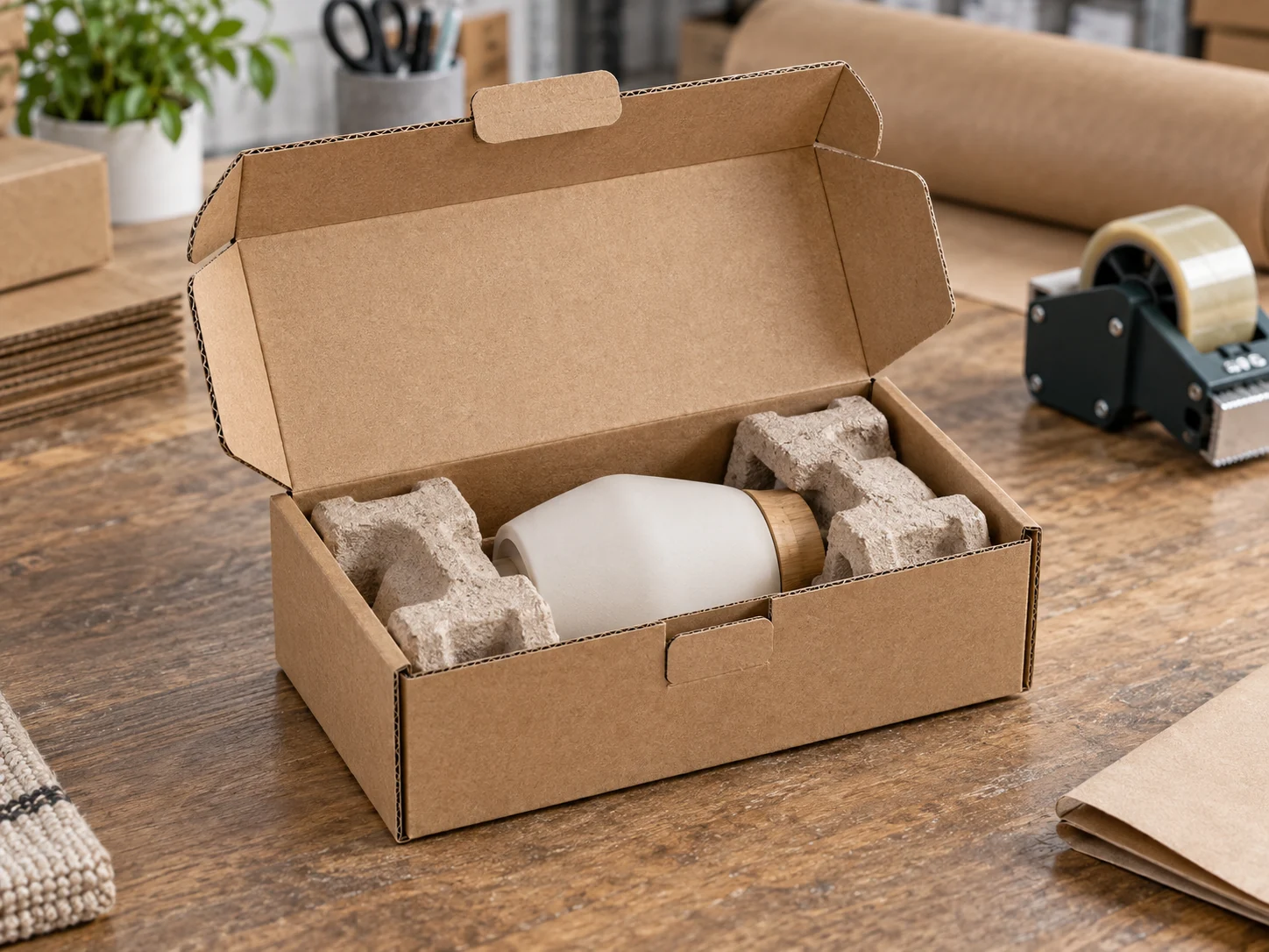 Reinforced natural kraft easy-open corrugated mailer box